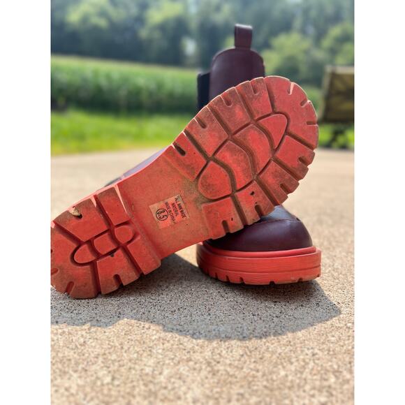 Soda Shoes Women Size 8.5 Plum Burgundy Chelsea Faux Leather Mid Calf Boots - Picture 4 of 7